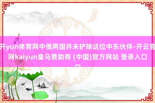 开yun体育网中俄两国并未铲除这位中东伙伴-开云官网kaiyun皇马赞助商 (中国)官方网站 登录入口