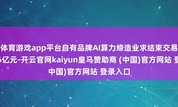 体育游戏app平台自有品牌AI算力缔造业求结束交易收入6.6亿元-开云官网kaiyun皇马赞助商 (中国)官方网站 登录入口